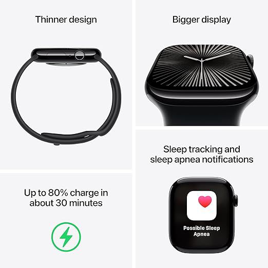 Series 10 Apple Watch – GPS, 46mm Jet Black, Sports Band, Chain Strap